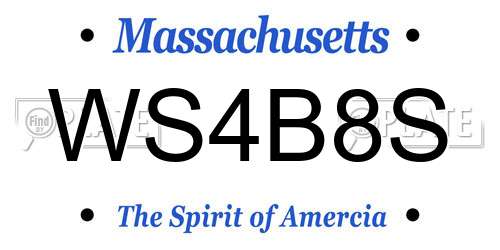 WS4B8S Massachusetts License Plate