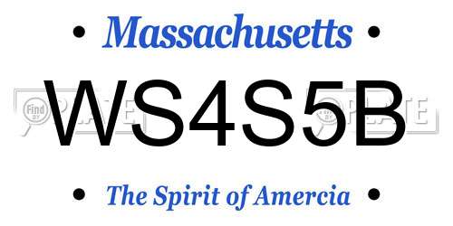 WS4S5B Massachusetts License Plate