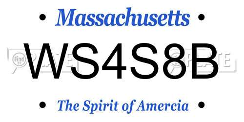 WS4S8B Massachusetts License Plate