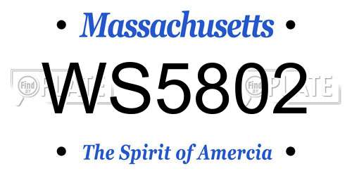 WS5802 Massachusetts License Plate