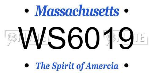 WS6019 Massachusetts License Plate