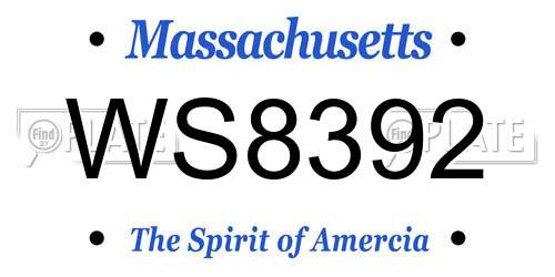 WS8392 Massachusetts License Plate