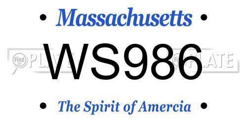 WS986 Massachusetts License Plate