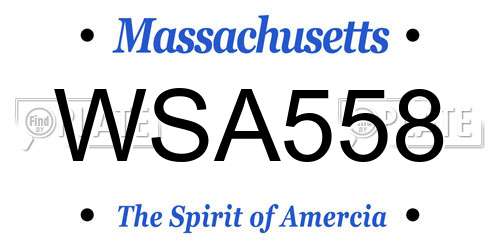 WSA558 Massachusetts License Plate