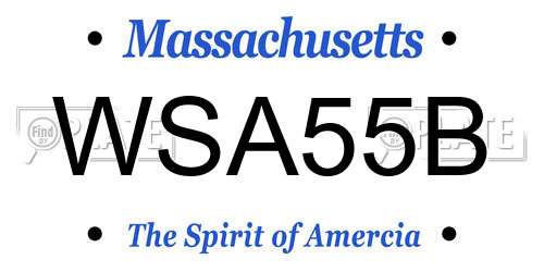 WSA55B Massachusetts License Plate