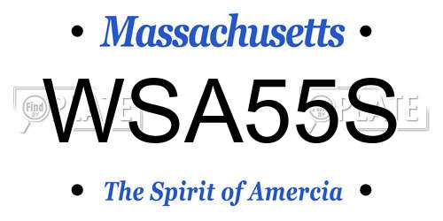 WSA55S Massachusetts License Plate