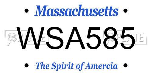 WSA585 Massachusetts License Plate