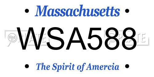 WSA588 Massachusetts License Plate