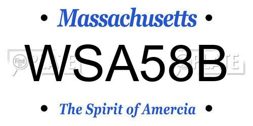 WSA58B Massachusetts License Plate