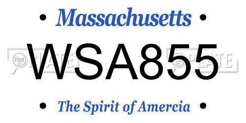 WSA855 Massachusetts License Plate