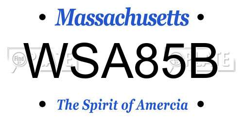WSA85B Massachusetts License Plate
