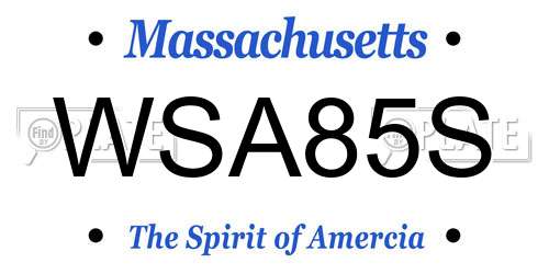 WSA85S Massachusetts License Plate