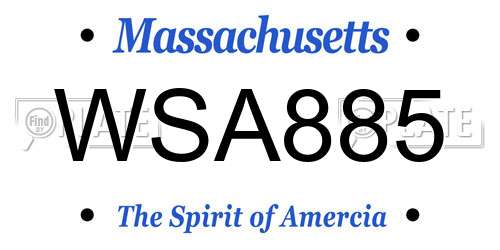 WSA885 Massachusetts License Plate