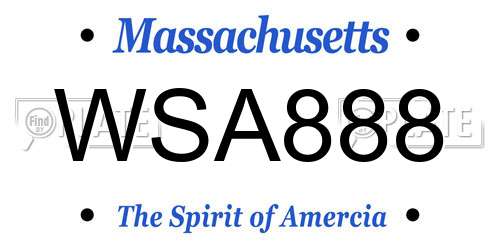 WSA888 Massachusetts License Plate