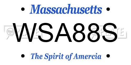 WSA88S Massachusetts License Plate