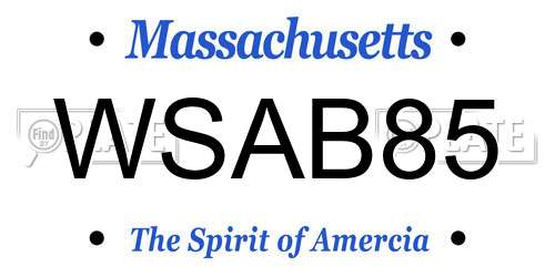 WSAB85 Massachusetts License Plate