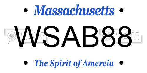 WSAB88 Massachusetts License Plate