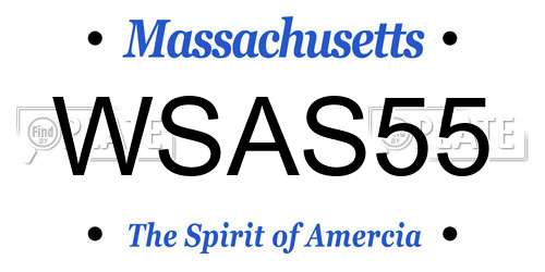 WSAS55 Massachusetts License Plate