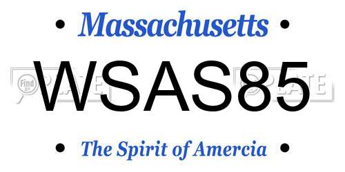 WSAS85 Massachusetts License Plate