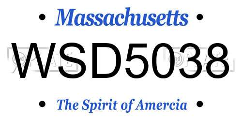 WSD5038 Massachusetts License Plate