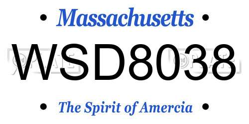 WSD8038 Massachusetts License Plate