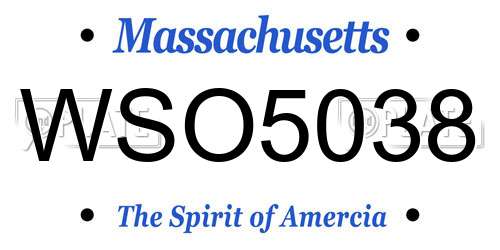 WSO5038 Massachusetts License Plate