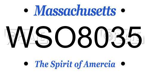 WSO8035 Massachusetts License Plate