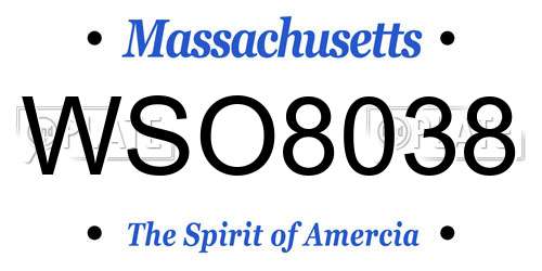 WSO8038 Massachusetts License Plate