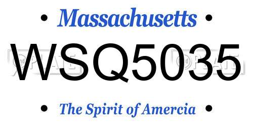 WSQ5035 Massachusetts License Plate