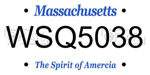 WSQ5038 Massachusetts License Plate