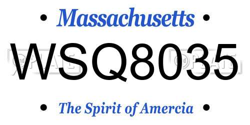 WSQ8035 Massachusetts License Plate