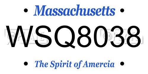 WSQ8038 Massachusetts License Plate