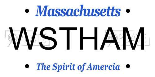 WSTHAM Massachusetts License Plate