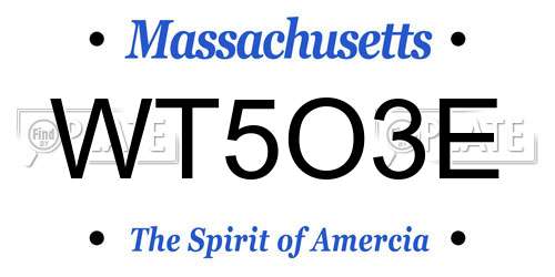 WT5O3E Massachusetts License Plate