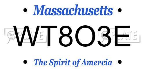 WT8O3E Massachusetts License Plate