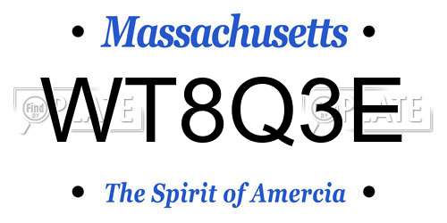 WT8Q3E Massachusetts License Plate