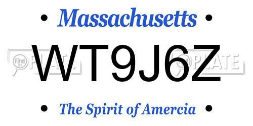 WT9J6Z Massachusetts License Plate