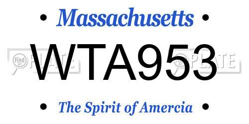 WTA953 Massachusetts License Plate