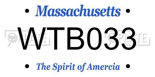WTB033 Massachusetts License Plate