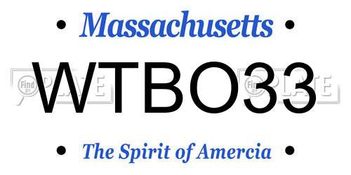 WTBO33 Massachusetts License Plate