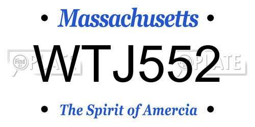 WTJ552 Massachusetts License Plate