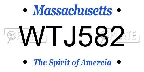 WTJ582 Massachusetts License Plate
