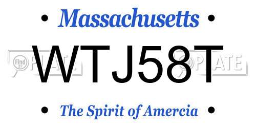 WTJ58T Massachusetts License Plate