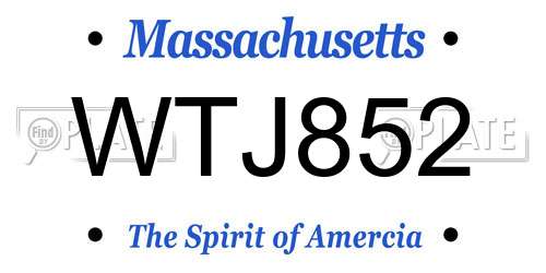 WTJ852 Massachusetts License Plate