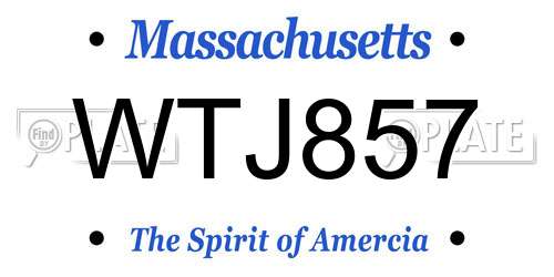 WTJ857 Massachusetts License Plate