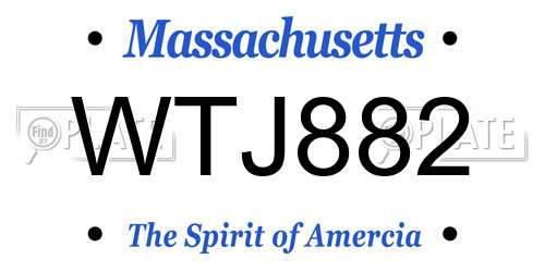 WTJ882 Massachusetts License Plate