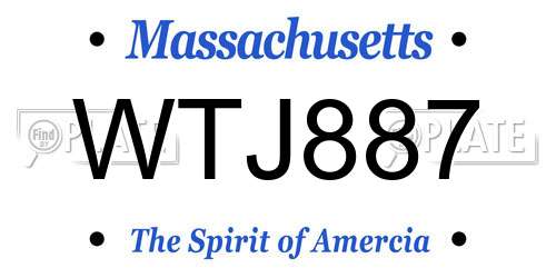 WTJ887 Massachusetts License Plate