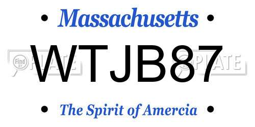 WTJB87 Massachusetts License Plate