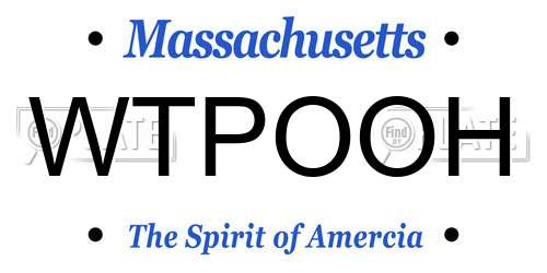 WTPOOH Massachusetts License Plate