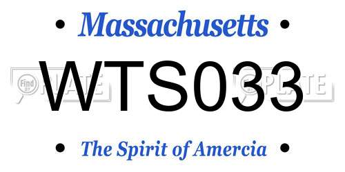 WTS033 Massachusetts License Plate